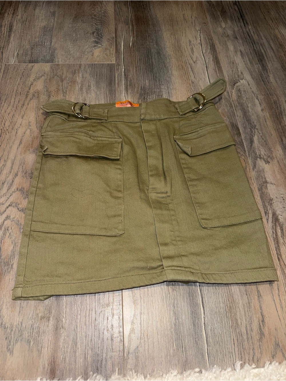 Pull&Bear Olive Green Utility Mini Skirt with Buckle Detail